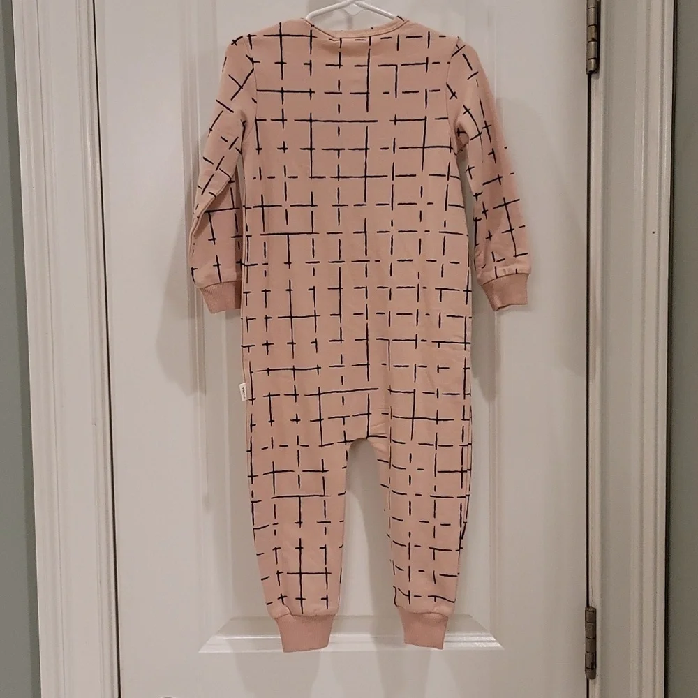 Miles Pink Grid Print Long-sleeve Coveralls - Size 24 Months